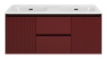 Тумба под раковину Brevita Wine 120 подвесная (бордовая) с раковиной Brevita Onda 120 с двумя чашами 1524249974