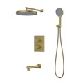 Душевая система IDDIS Duna с тропическим, ручным душем и изливом, термостат, матовое золото (DUNMGSTi68) DUNMGSTi68
