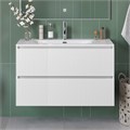 Тумба с раковиной подвесная BelBagno UNO-MINI-900-2C-SO-BO Bianco Opaco, раковина белая BB-8099-3-90 12956 - фото 149801