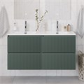 Тумба с раковиной подвесная BelBagno UNO-1200-4C-SO-VO Еловый матовый, раковина белая BB-8099-120-2 с 2-я чашами 12801