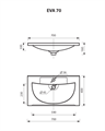 Умывальник мебельный  "EVVA - 70 см" Р-Евв14070-Д