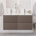 Тумба с раковиной подвесная BelBagno UNO-1200-4C-SO-CO Бежевый матовый, раковина белая BB-8099-120-2 с 2-я чашами 12799 - фото 155321