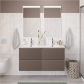 Тумба с раковиной подвесная BelBagno UNO-1200-4C-SO-CO Бежевый матовый, раковина белая BB-8099-120-2 с 2-я чашами 12799