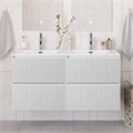 Тумба с раковиной подвесная BelBagno UNO-1200-4C-SO-BO Bianco Opaco, раковина белая BB-8099-120-2 с 2-я чашами 12798