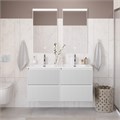 Тумба с раковиной подвесная BelBagno UNO-1200-4C-SO-BO Bianco Opaco, раковина белая BB-8099-120-2 с 2-я чашами 12798
