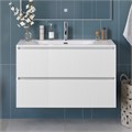 Тумба с раковиной подвесная BelBagno UNO-1000-2C-SO-BO Bianco Opaco, раковина белая BB-8099-100 12774