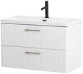 Подвесная тумба с раковиной Belbagno DUE, 80 см Bianco Lucido DUE-800-2C-SO-BL-P + BB-8076-3-80 11463