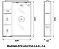 Зеркальный шкаф левосторонний BelBagno MARINO-SPC-600/750-1A-BL-P-L MARINO-SPC-600/750-1A-BL-P-L