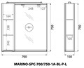 Зеркальный шкаф левосторонний BelBagno MARINO-SPC-700/750-1A-BL-P-L MARINO-SPC-700/750-1A-BL-P-L