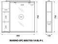 Зеркальный шкаф левосторонний BelBagno MARINO-SPC-800/750-1A-BL-P-L MARINO-SPC-800/750-1A-BL-P-L
