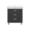 GLOSTER - 80 Тумба с 3 ящ. напольная, графит + раковина УТ000012447