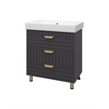 GLOSTER - 80 Тумба с 3 ящ. напольная, графит + раковина УТ000012447