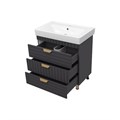 GLOSTER - 80 Тумба с 3 ящ. напольная, графит + раковина УТ000012447