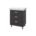 GLOSTER - 70 Тумба с 3 ящ. напольная, графит + раковина УТ000012554