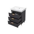 GLOSTER - 70 Тумба с 3 ящ. напольная, графит + раковина УТ000012554