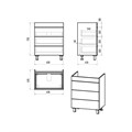 GLOSTER - 70 Тумба с 3 ящ. напольная, графит + раковина УТ000012554