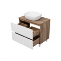 DAKOTA - 70 Тумба напольная 2 ящ.  (ДСП (Дуб Гал/ Белый) + раковина УТ000015713