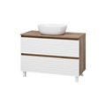 DAKOTA -100 Тумба напольная 2 ящ. (ДСП (Дуб Гал. Белый) + раковина УТ000015495