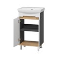 Сканди - 50 тумба напольная 2 дв бел./графит + раковина УТ000023180