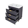 GLOSTER - 60 Тумба с 3 ящ. напольная, графит + раковина УТ000012446