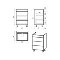 GLOSTER - 60 Тумба с 3 ящ. напольная, графит + раковина УТ000012446