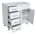 Купер - 90 Тумба напольная с 4 ящ. правая белая + раковина УТ000010923