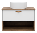 BERGEN - 80 Тумба подвесная 1 ящ. (ДСП (Дуб Гал/БЕЛ мат.эмаль) + раковина УТ000022339