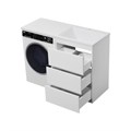 GRAFIT - 60 Тумба напольная 3 ящ. БЕЛАЯ под стиральную машину + раковина Даллас 120 правая УТ000015421