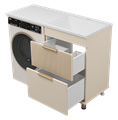 ENFIDA - 60 Тумба напольная 2 ящ. под стир. машину, бежевая мат. эмаль + раковина правая УТ000016091