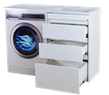 Фостер - 55 Тумба напольная 3 ящ. под стиральную машину, белая + раковина правая УТ000008233