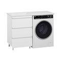 Чегет - 55 Тумба напольная 3 ящ. под стиральную машину, белая + раковина ЛЕВАЯ УТ000013566