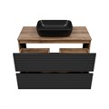 DAKOTA -100 Тумба напольная 2 ящ.  (ДСП (Дуб Гал. Черный кварц) + раковина УТ000014632