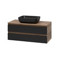 DAKOTA -100 Тумба подвесная 2 ящ.  (ДСП (Дуб Гал. Черный кварц) + раковина УТ000014653