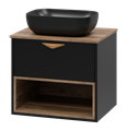 BERGEN - 60 Тумба подвесная 1 ящ (ДСП (Дуб Гал/черн мат.эмаль) + раковина УТ000016032