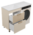ENFIDA - 60 Тумба напольная 2 ящ. под стир. машину, бежевая мат. эмаль + раковина левая УТ000016085