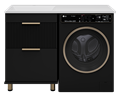 ENFIDA - 60 Тумба напольная 2 ящ. под стир. машину, черная мат. эмаль + раковина левая УТ000016087