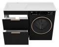 ENFIDA - 60 Тумба напольная 2 ящ. под стир. машину, черная мат. эмаль + раковина левая УТ000016087