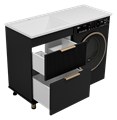 ENFIDA - 60 Тумба напольная 2 ящ. под стир. машину, черная мат. эмаль + раковина левая УТ000016087