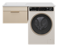 ENFIDA - 60 Тумба подвесная 1 ящ. под стир. машину, бежевая мат. эмаль + раковина левая УТ000016094