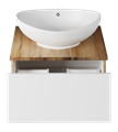 Тумба под раковину Misty Ива 60 подвесная (белая, дуб вотан) П-Ива-01060-951Я