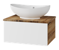 Тумба под раковину Misty Ива 60 подвесная (белая, дуб вотан) П-Ива-01060-951Я