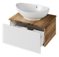Тумба под раковину Misty Ива 60 подвесная (белая, дуб вотан) П-Ива-01060-951Я
