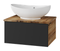 Тумба под раковину Misty Ива 60 подвесная (графит, дуб вотан) П-Ива-01060-481Я