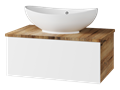 Тумба под раковину Misty Ива 70 подвесная (белая, дуб вотан) П-Ива-01070-951Я