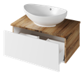 Тумба под раковину Misty Ива 70 подвесная (белая, дуб вотан) П-Ива-01070-951Я