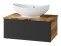 Тумба под раковину Misty Ива 70 подвесная (графит, дуб вотан) П-Ива-01070-481Я