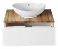 Тумба под раковину Misty Ива 80 подвесная (белая, дуб вотан) П-Ива-01080-951Я