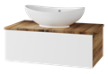 Тумба под раковину Misty Ива 80 подвесная (белая, дуб вотан) П-Ива-01080-951Я