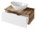 Тумба под раковину Misty Ива 80 подвесная (белая, дуб вотан) П-Ива-01080-951Я