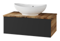Тумба под раковину Misty Ива 80 подвесная (графит, дуб вотан) П-Ива-01080-481Я